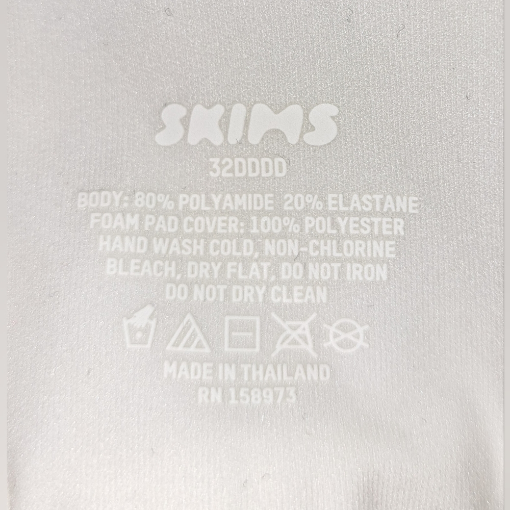 💕SKIMS Fits Everybody Lightly Lined Underwire Strapless Bra White MARBLE 32DDDD - Picture 7 of 12